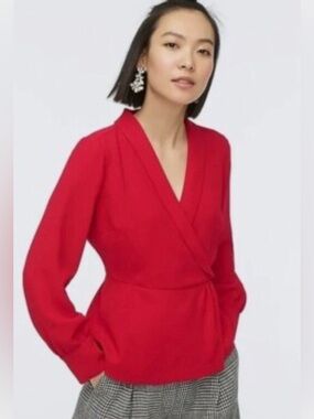 J.Crew Drapey Faux Wrap Top in 365 Crepe